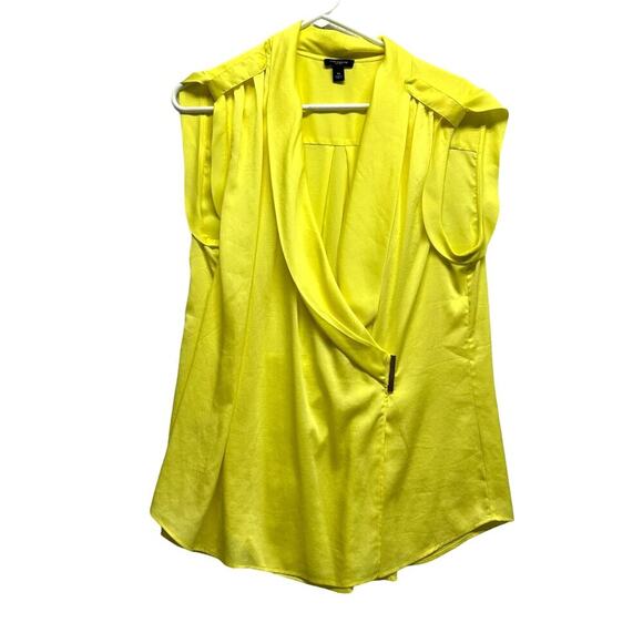 Ann Taylor Women Faux Wrap Tank Top Size 16 Butter Yellow Career - Picture 1 of 10